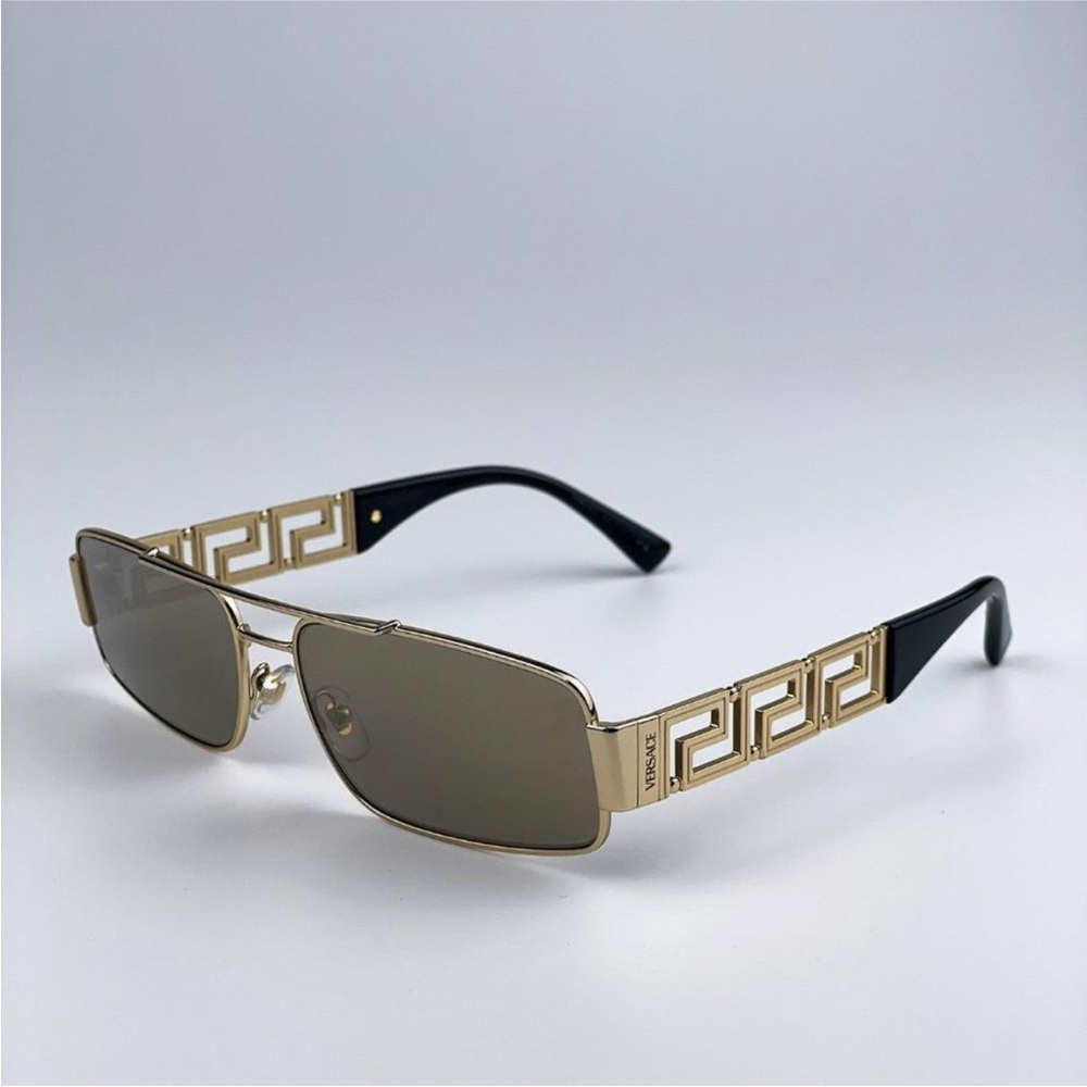 🔥Versace Sunglasses VE2257 10025A Gold Light Brown Mirror Metal Pilot Unisex